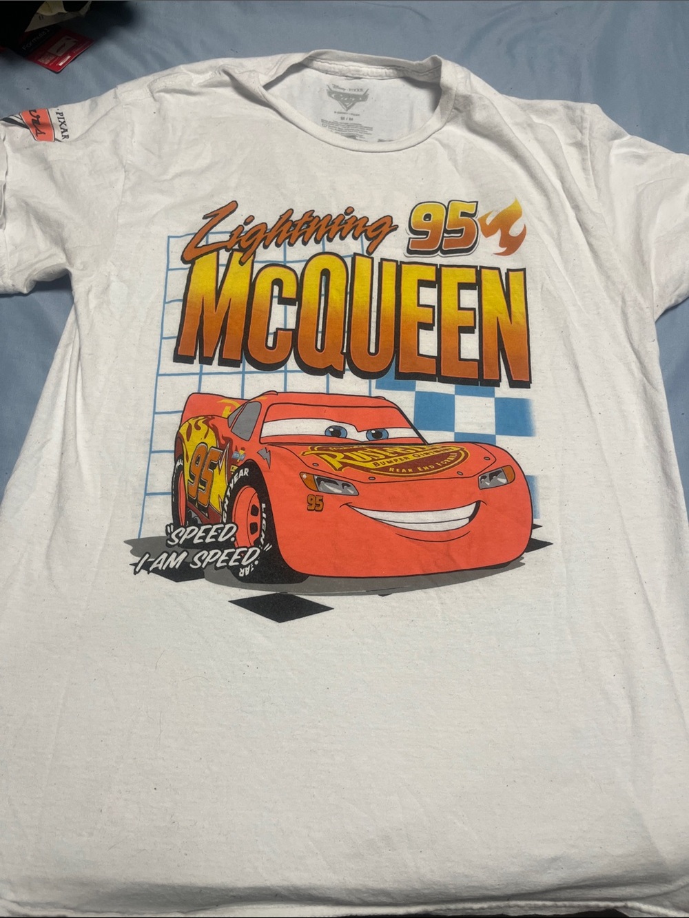Disney Pixar Lightning McQueen Kids White T-Shirt - Red Car Graphic